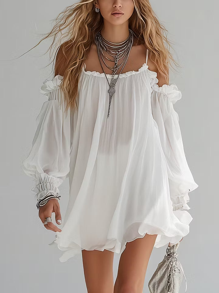 Mélusine Mini Dress — Bohemian Off-the-Shoulder