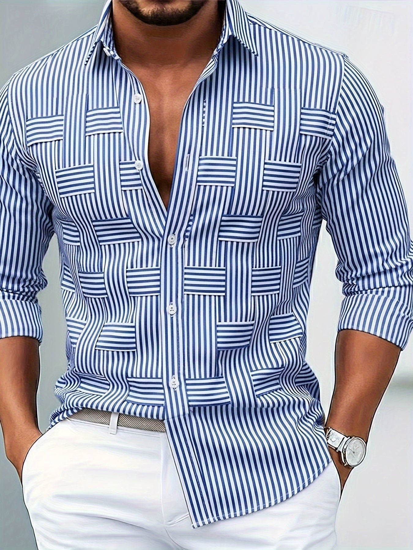 Emerson | Vintage striped men's long-sleeve shirt