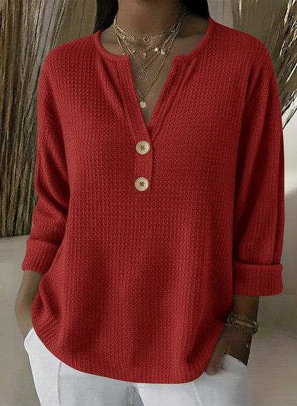 Lucinda™ | Henley Button-Up Top