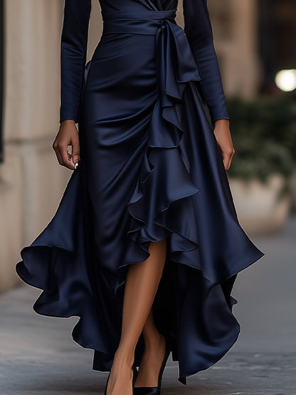 Palma | Draped Maxi Dress With Ruffle Details