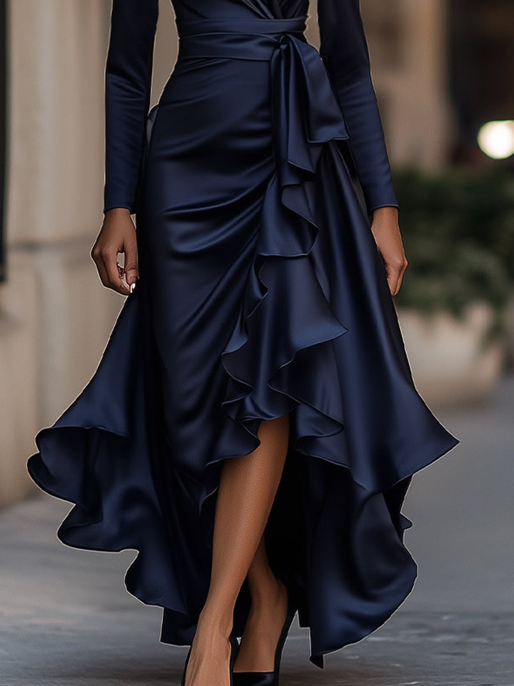 Palma | Draped Maxi Dress With Ruffle Details