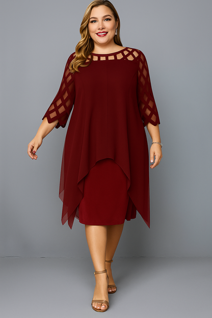 Evelyn™ | Elegant Lace Sleeve Tummy Covering Dress