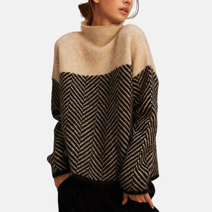 Elise | Herringbone Turtleneck Sweater