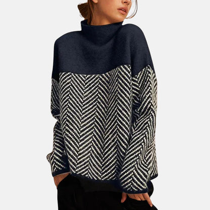 Elise | Herringbone Turtleneck Sweater