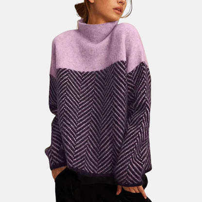 Elise | Herringbone Turtleneck Sweater