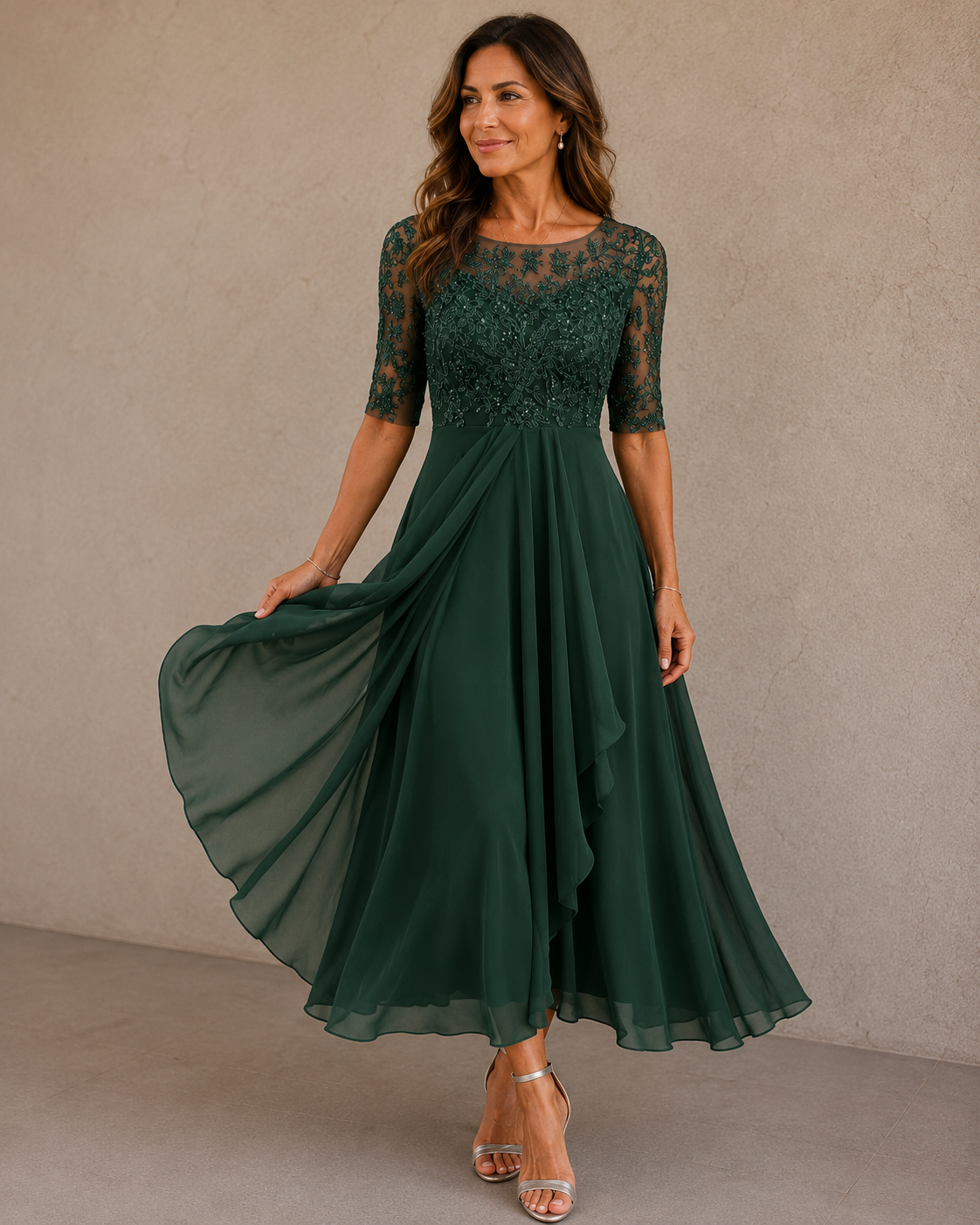 Abella | Lace and Chiffon Dress