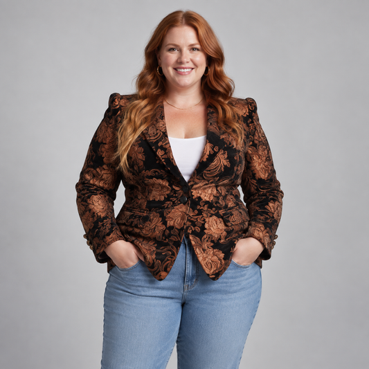 Celeste | Black And Bronze Floral Blazer