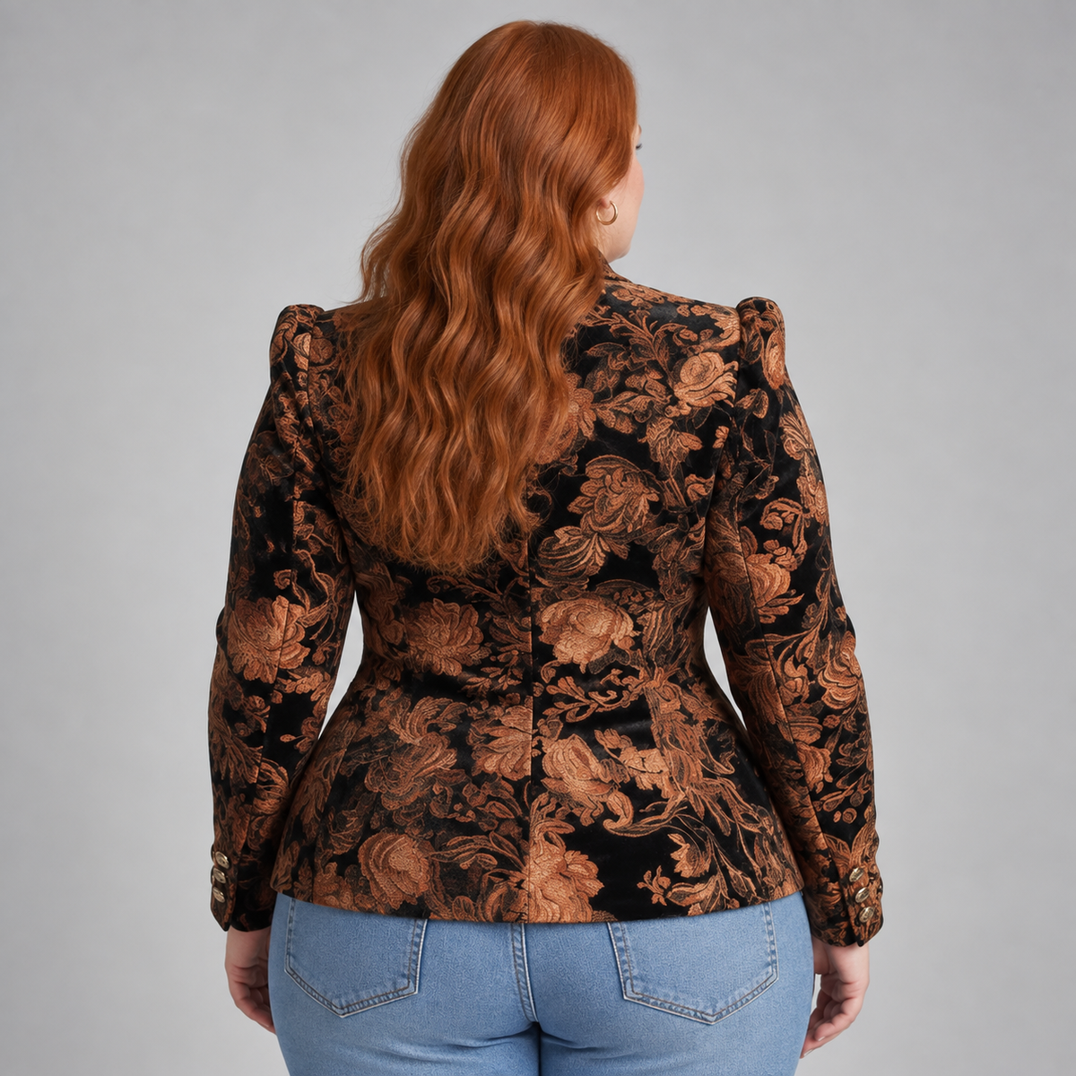 Celeste | Black And Bronze Floral Blazer