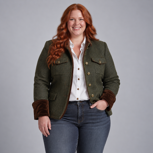 Vivienne | Herringbone Contrast Trim Blazer