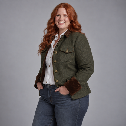 Vivienne | Herringbone Contrast Trim Blazer