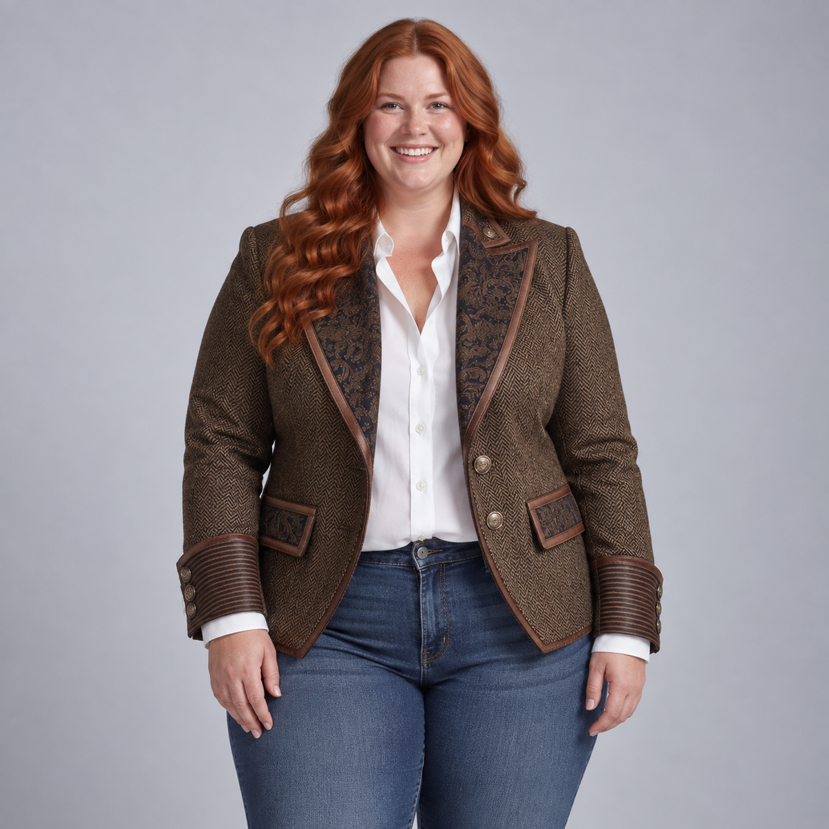 Arabella | Herringbone Panel Blazer