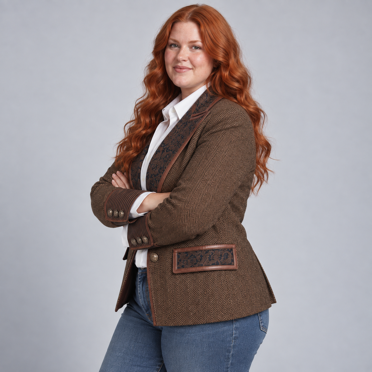Arabella | Herringbone Panel Blazer