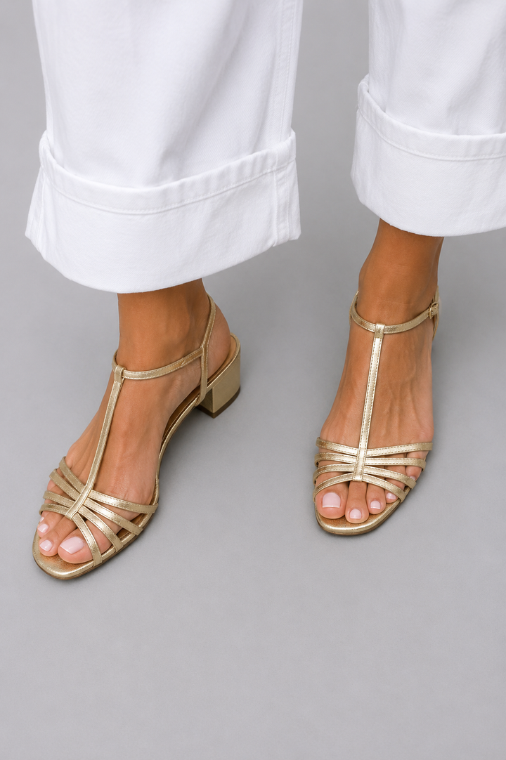 Allegra | Golden Sandals, Everyday Elegance