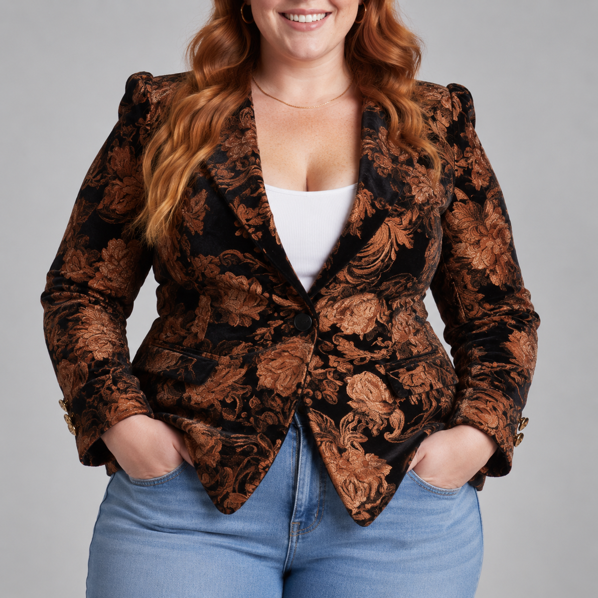 Celeste | Black And Bronze Floral Blazer