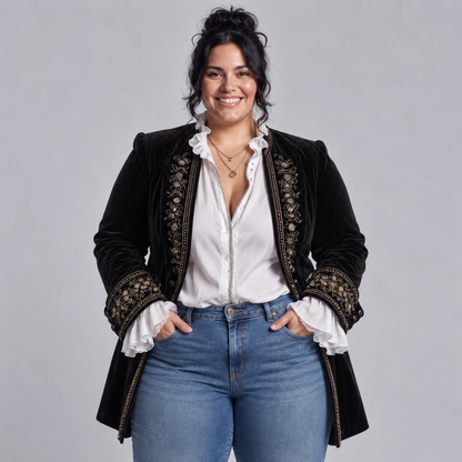 Octavia | Embroidered Longline Jacket