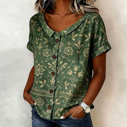 Vintage Floral Print Blouse