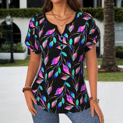 Colourful Leaf Print Blouse