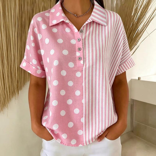 Casual Polka Dot Striped Blouse