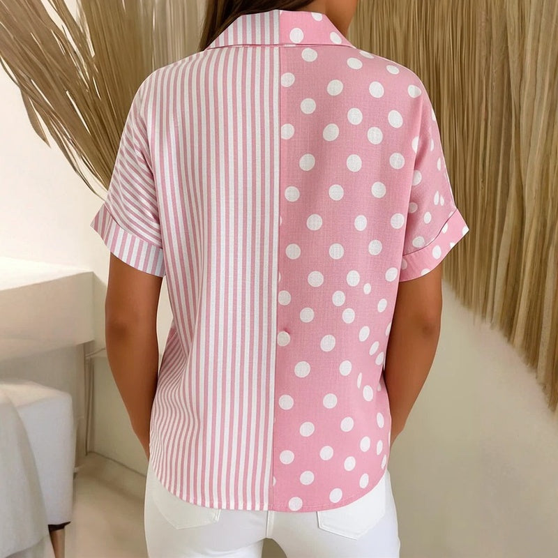 Casual Polka Dot Striped Blouse