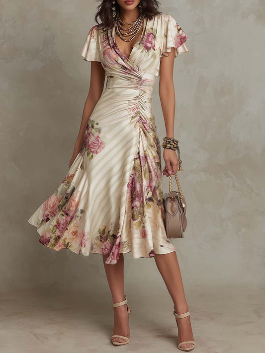 Margaret | Vintage Floral Midi Dress