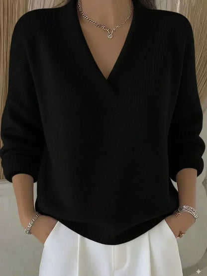 Vivelle - Casual V-Neck Sweater