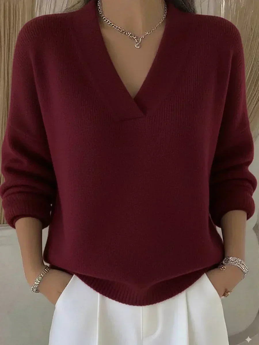 Vivelle - Casual V-Neck Sweater