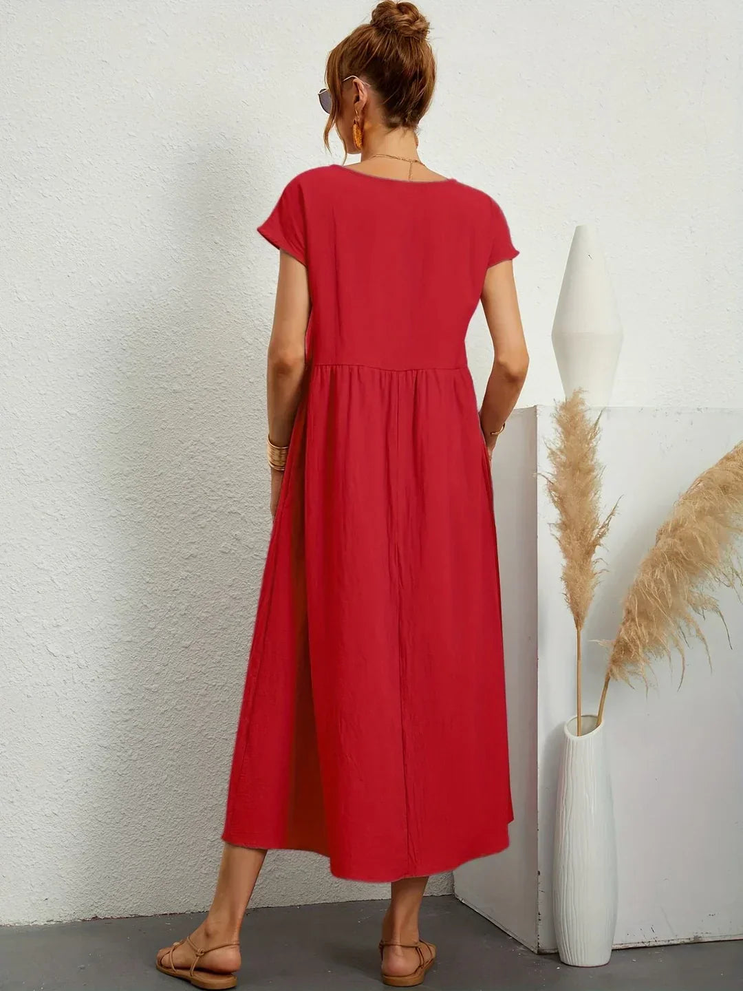 Gabrielle™ — Fluid Midi Dress, Timeless Elegance