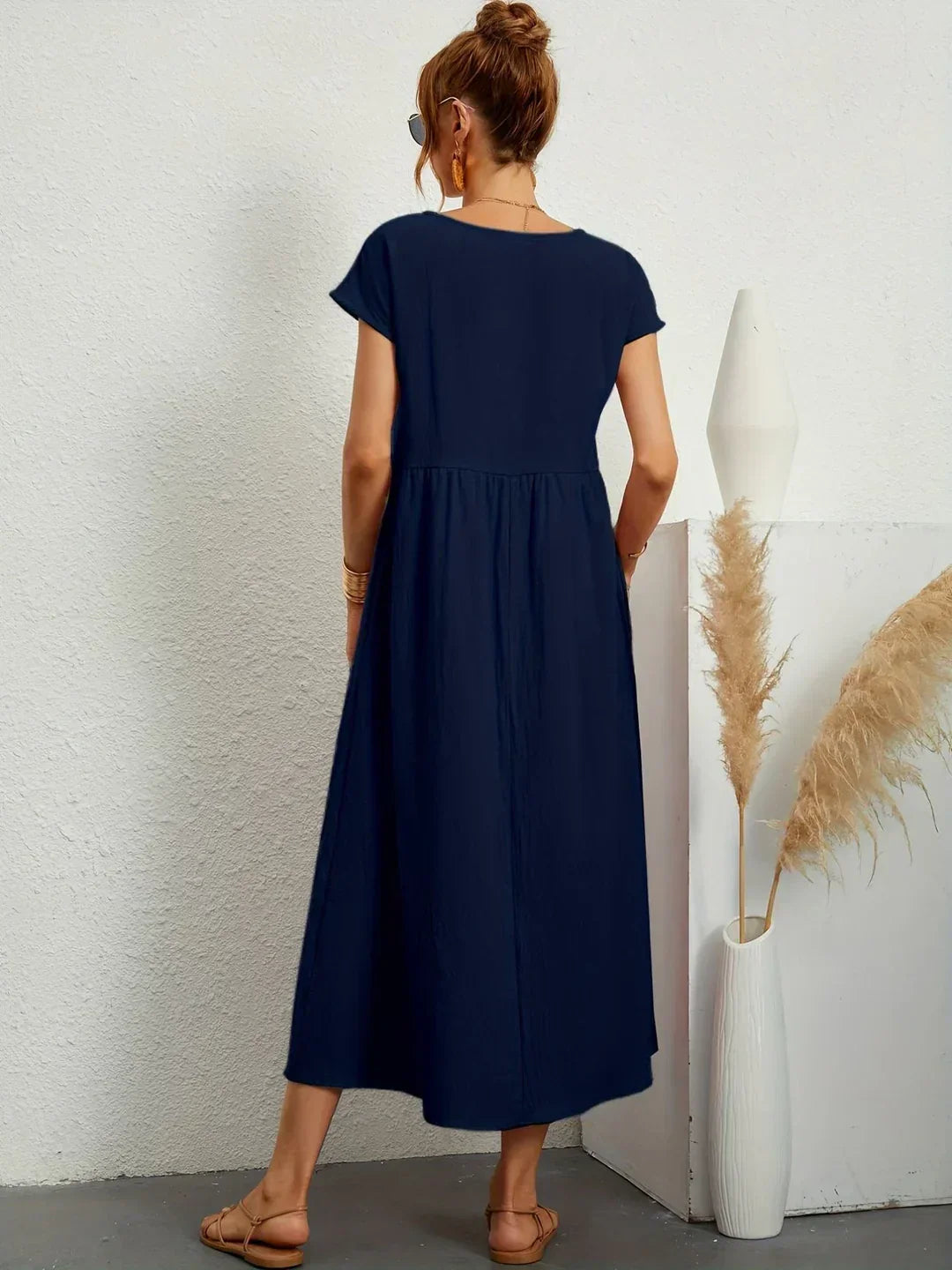 Gabrielle™ — Fluid Midi Dress, Timeless Elegance