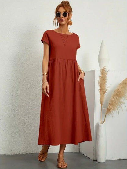 Gabrielle™ — Fluid Midi Dress, Timeless Elegance