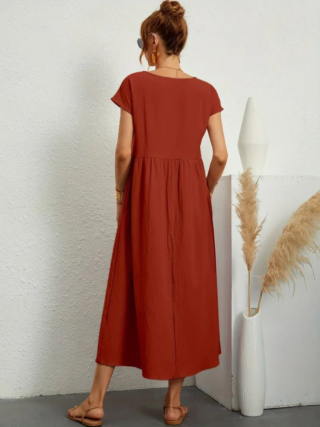 Gabrielle™ — Fluid Midi Dress, Timeless Elegance