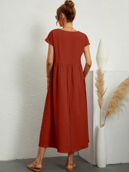 Gabrielle™ — Fluid Midi Dress, Timeless Elegance