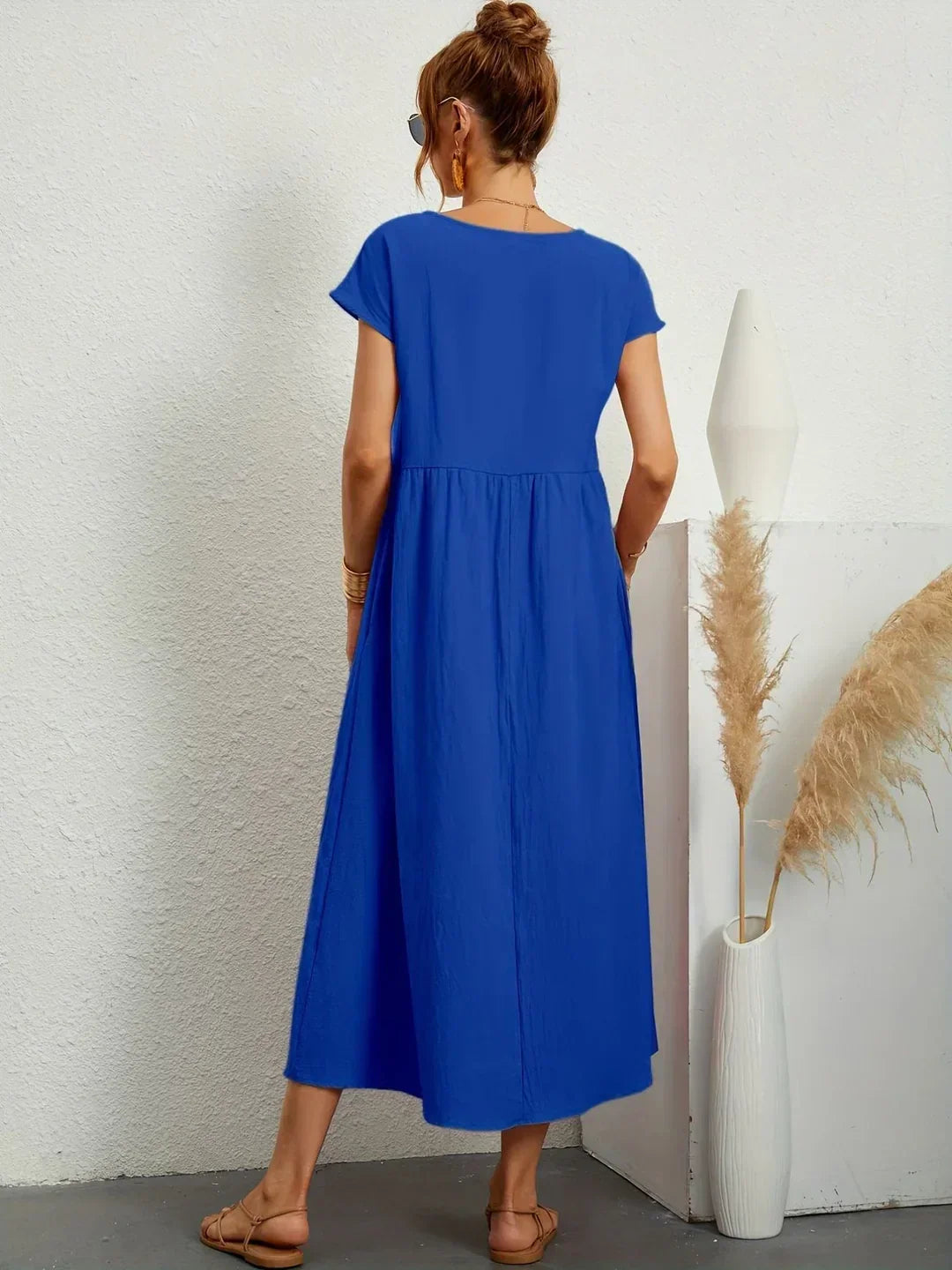 Gabrielle™ — Fluid Midi Dress, Timeless Elegance