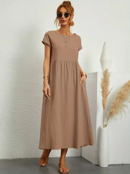 Gabrielle™ — Fluid Midi Dress, Timeless Elegance