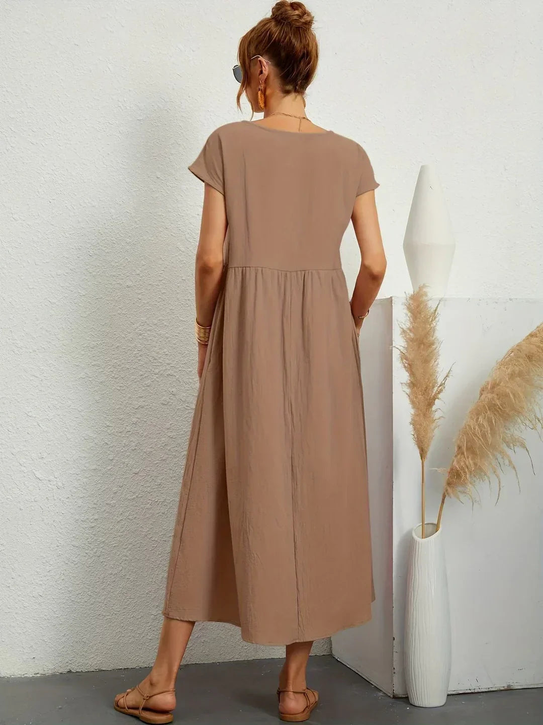 Gabrielle™ — Fluid Midi Dress, Timeless Elegance