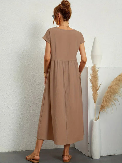 Gabrielle™ — Fluid Midi Dress, Timeless Elegance