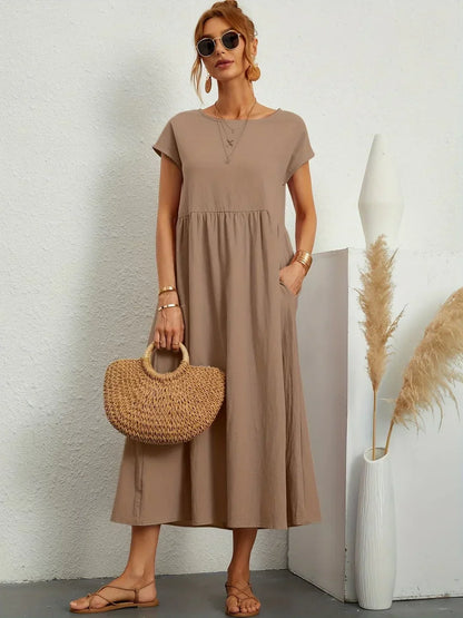 Gabrielle™ — Fluid Midi Dress, Timeless Elegance
