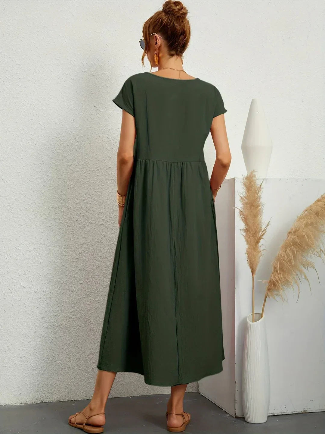 Gabrielle™ — Fluid Midi Dress, Timeless Elegance