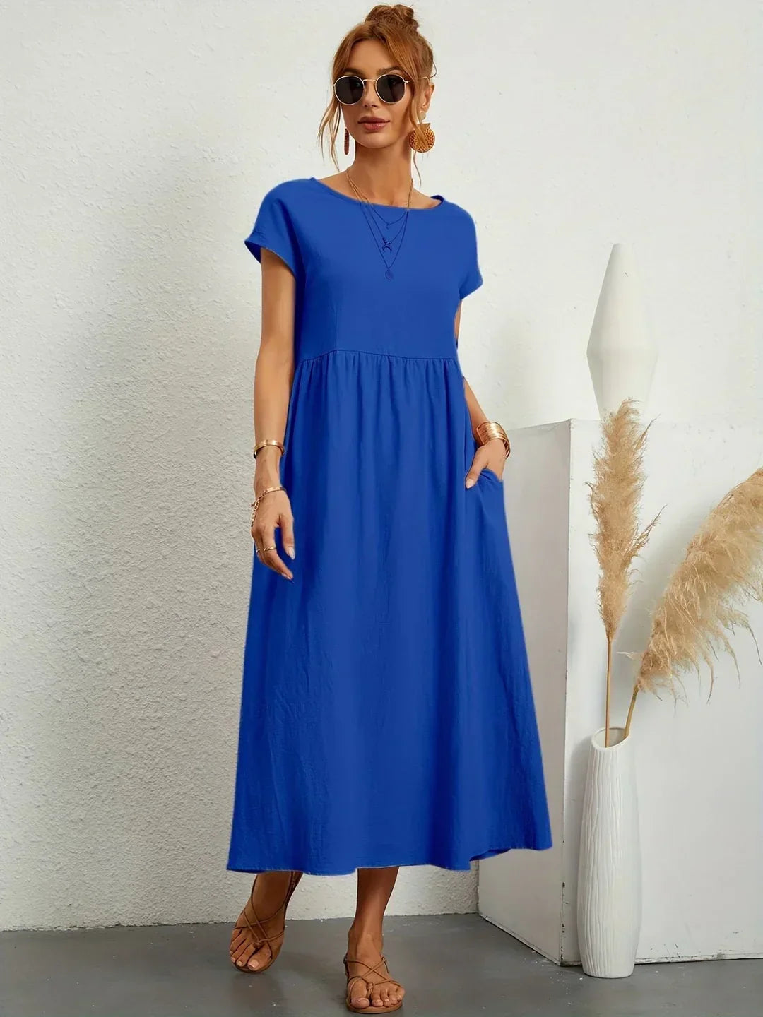 Gabrielle™ — Fluid Midi Dress, Timeless Elegance