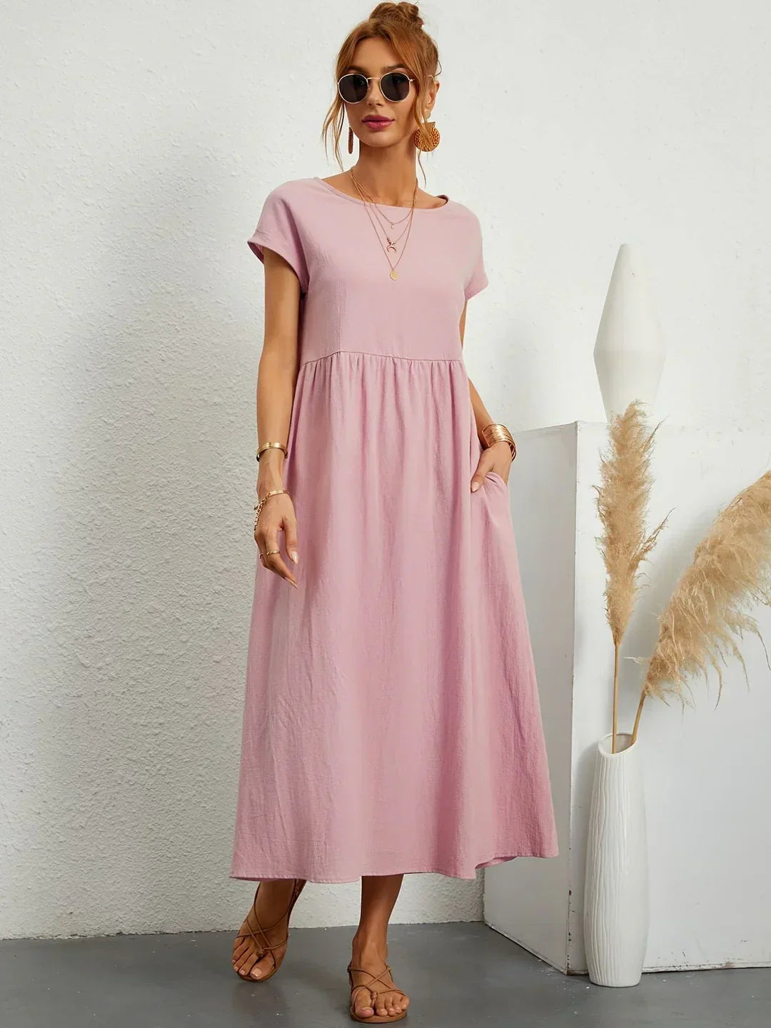 Gabrielle™ — Fluid Midi Dress, Timeless Elegance
