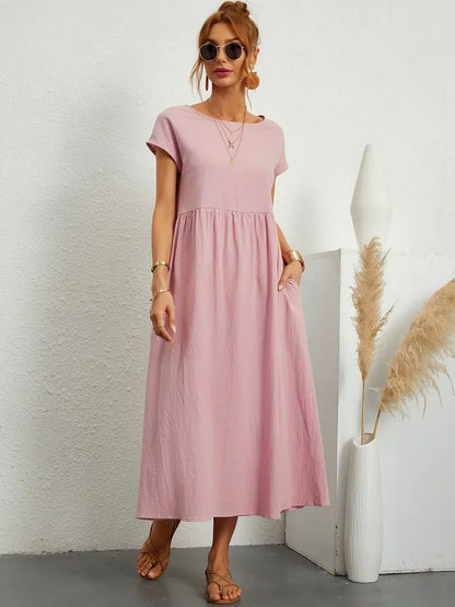 Gabrielle™ — Fluid Midi Dress, Timeless Elegance