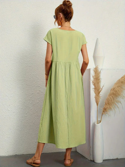 Gabrielle™ — Fluid Midi Dress, Timeless Elegance