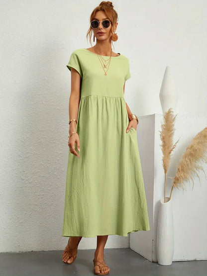 Gabrielle™ — Fluid Midi Dress, Timeless Elegance
