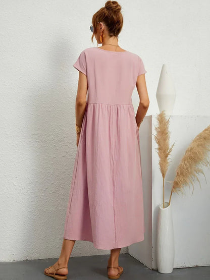 Gabrielle™ — Fluid Midi Dress, Timeless Elegance