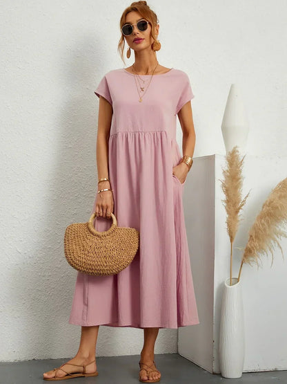 Gabrielle™ — Fluid Midi Dress, Timeless Elegance