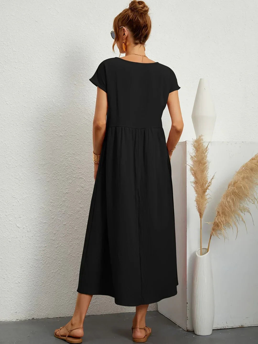 Gabrielle™ — Fluid Midi Dress, Timeless Elegance