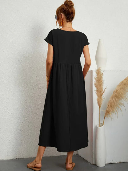 Gabrielle™ — Fluid Midi Dress, Timeless Elegance