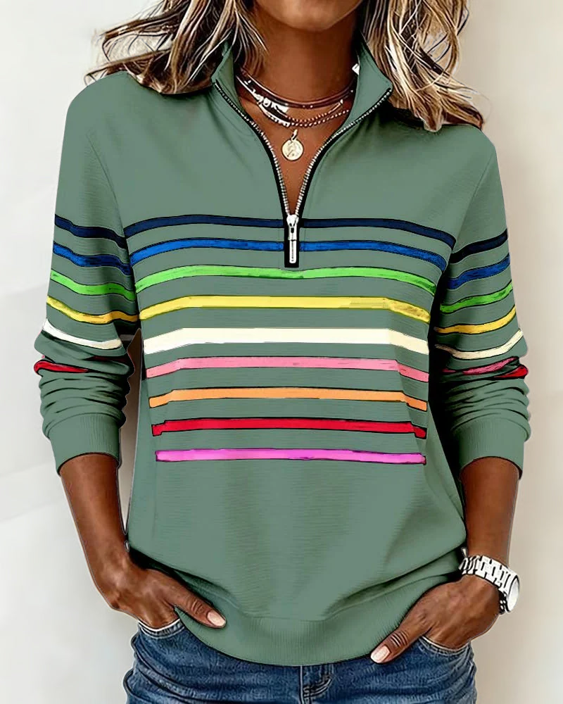 Diane | Relaxed Striped Quarter-Zip Pullover
