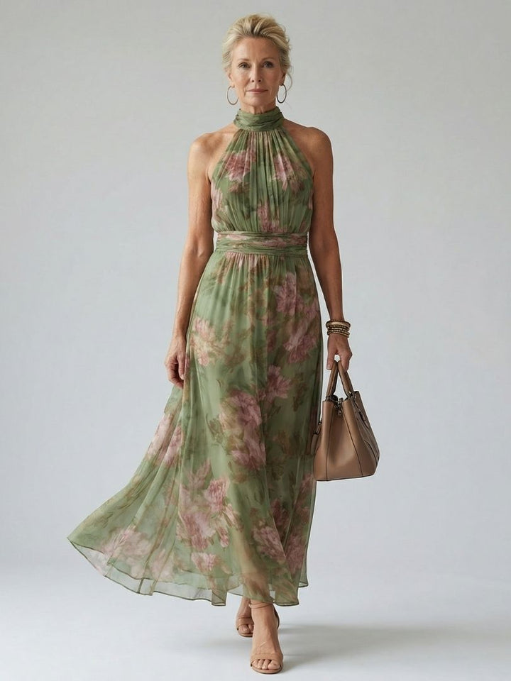 ELVENA™ | Halter Floral Midi Dress