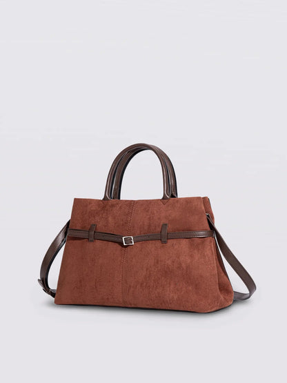 Suede Shopper with Adjustable Strap