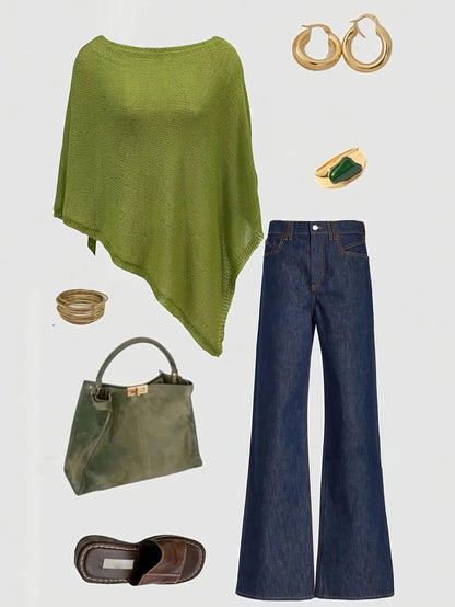 Multi-Wear Loose Knitwear Shawl Pullover, Casual Daily Wear